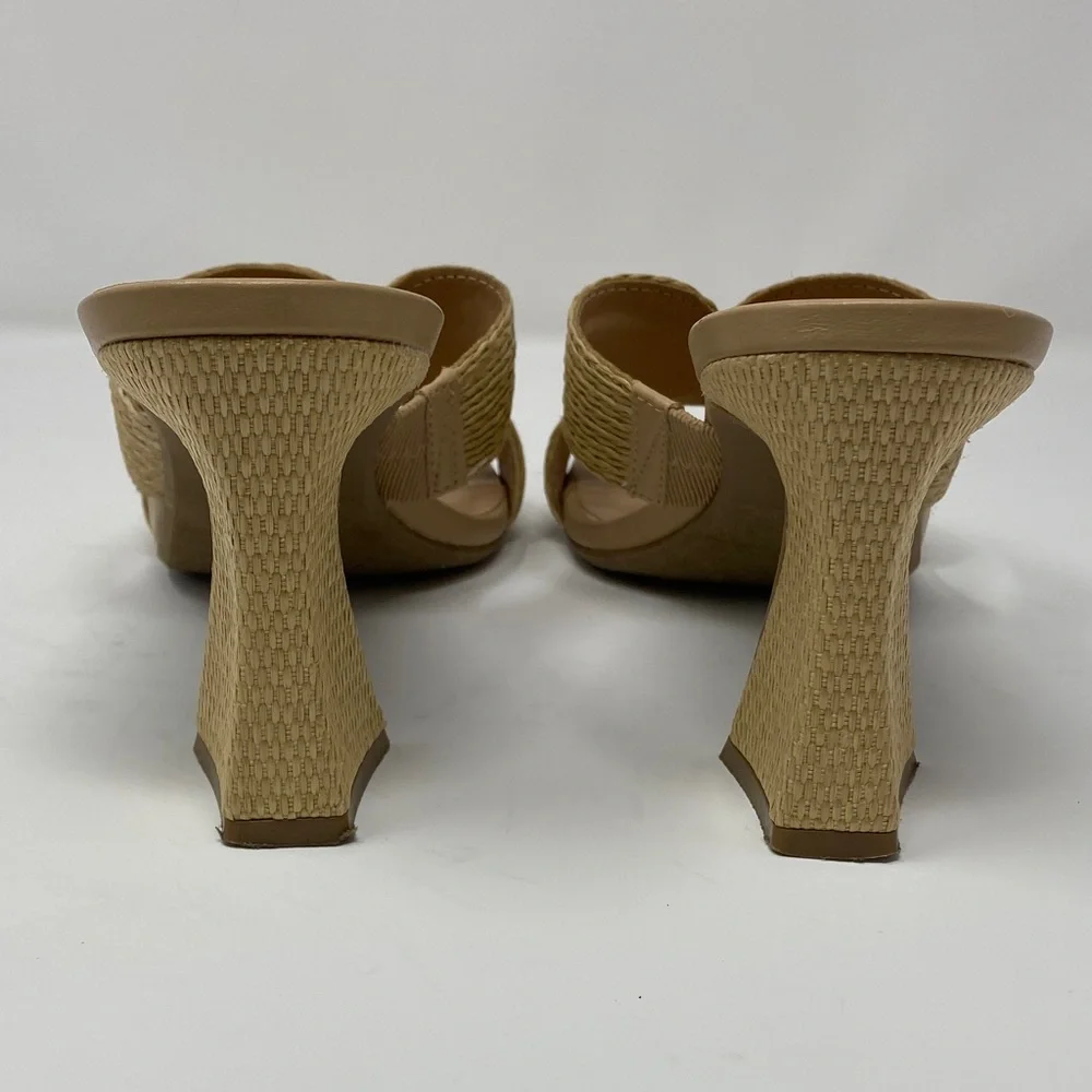 A New Day Tia Beige Woven Heeled Mules